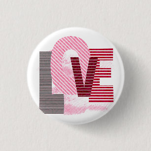 Love Geometric Magenta Letter Ronde Button 3,2 Cm