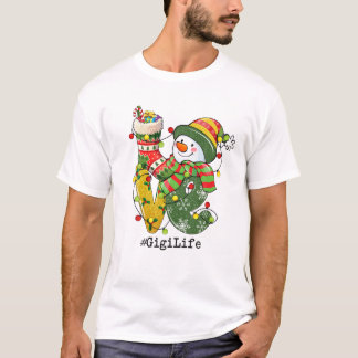 LOVE Gigi Life Snowman Kerstmis Licht Pajama Wom T-shirt