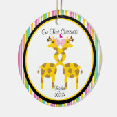 Love Giraffe Couple kerstversiering Keramisch Ornament (Links)