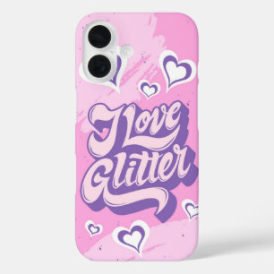 Love Glitter – Y2K Girly Heart Esthetisch iPhone 16 Hoesje