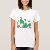 Love Gnome Green Shamrocks St. Patrick's Day T-shirt (Voorkant)