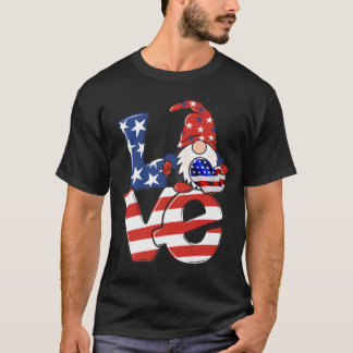 Love Gnome USA Flag 4 juli T-shirt
