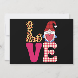 Love Gnome Valentijnsdag Rood Buffalo Plaid Luipaa Feestdagenkaart