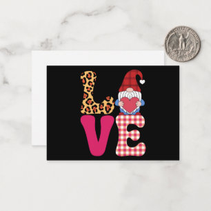 Love Gnome Valentijnsdag Rood Buffalo Plaid Luipaa Notitiekaartje