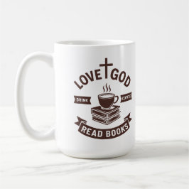 Love God Drink Koffie Lees boeken Christelijk  Koffiemok