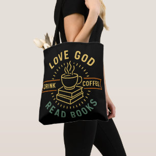 Love God Drink Koffie Lees boeken Liefhebbers Draagtas