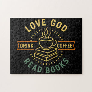 Love God Drink Koffie Lees boeken Liefhebbers  Legpuzzel