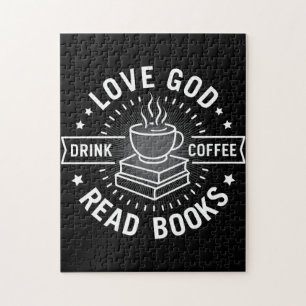 Love God Drink Koffie Lees boeken Liefhebbers  Legpuzzel