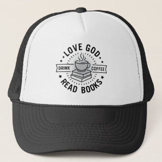 Love God Drink Koffie Lees boeken Liefhebbers  Trucker Pet