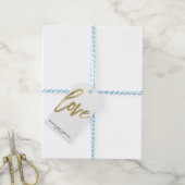 LOVE Gold Modern Brush Typography Wedding Cadeaulabel (Met Touw)