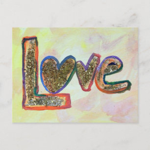 Love Golden Pastels Art Painting Briefkaart