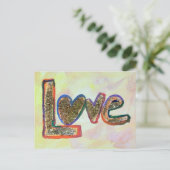 Love Golden Pastels Art Painting Carte postale (Debout devant)