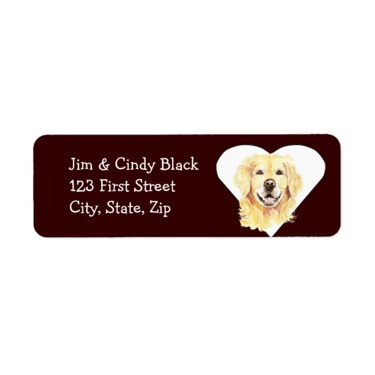 Love Golden Retriever Dog Address Label (Voorkant)