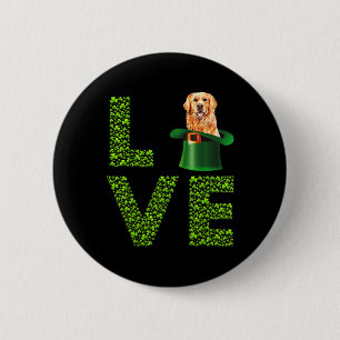Love Golden Retrievers Dog Leprechaun Irish St Pat Ronde Button 5,7 Cm