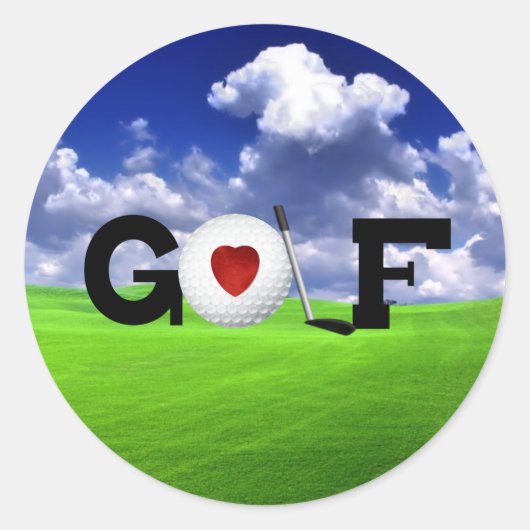 Love Golf Ronde Sticker (Voorkant)