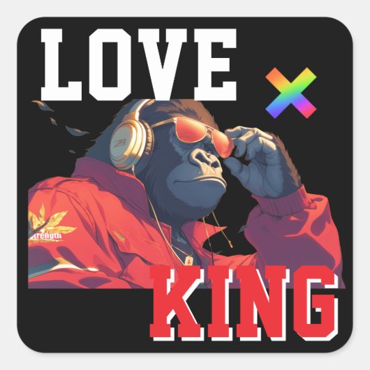 LOVE × GORILLA - Custom Vierkante Sticker (Voorkant)