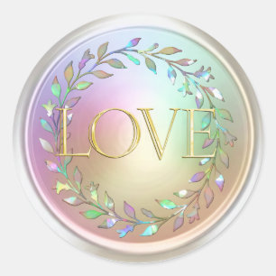 LOVE Goud 3 Parelkrans Ronde Sticker