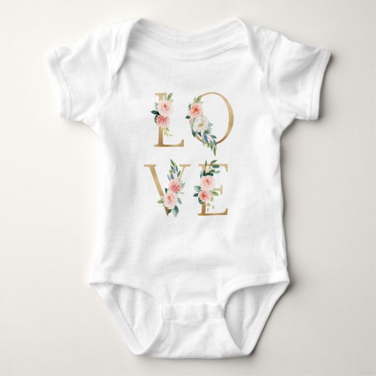 LOVE goud en blozen alfabetisch Romper (Voorkant)