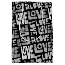 Love Graffiti Gift Bag - Zwart en Wit