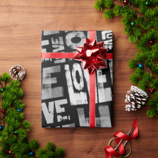 Love Graffiti Wrapping Paper - Zwart en Wit Cadeaupapier