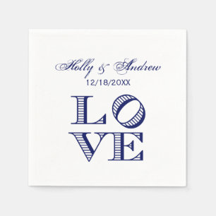 LOVE Grafische tekst - Blauw Servet
