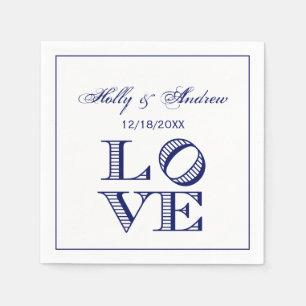 LOVE Grafische tekst - Blauw Servetten