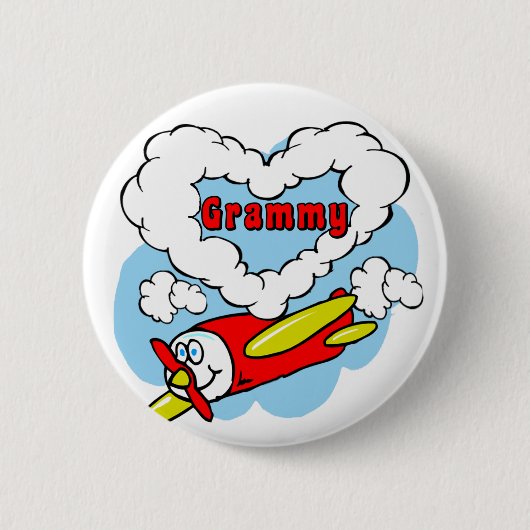 Love Grammy Kinder Airplane Ronde Button 5,7 Cm (Voorkant)