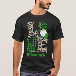 Love Grammy Leven  St Patrick's Day Gnome Iers Gra T-shirt
