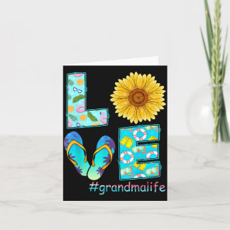 LOVE Grandma Life Flip Flops Hippie Sunflower Kaart