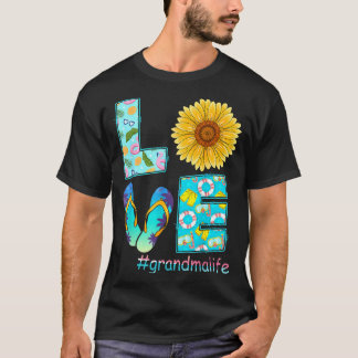 LOVE Grandma Life Flip Flops Hippie Sunflower T-shirt