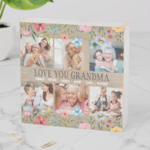LOVE GRANDMA Nom personnalisé Collage photo Bloc p