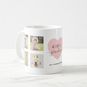 Love Grandma Photo Collage Pink Heart Script Cute Koffiemok