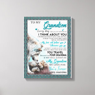 Love Grandson   Brief aan mijn kleinzoon van oma Canvas Afdruk