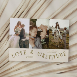 Love & Gratitude Crème Trouwkaart Met Meerdere Fot Bedankkaart
