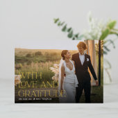 Love & Gratitude Gold Foil Mariage Carte de remerc (Debout devant)