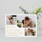 Love & Gratitude Gold Foil Mariage Carte de remerc (Debout devant)