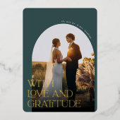Love & Gratitude Gold Foil Mariage Carte de remerc (Recto)