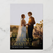 Love & Gratitude Gold Foil Mariage Carte de remerc (Recto)