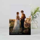 Love & Gratitude Gold Foil Mariage Carte de remerc (Debout devant)