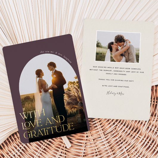 Love & Gratitude Gold Foil Mariage Carte de remerc