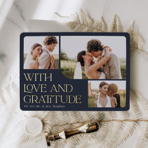 Love & Gratitude Gold Foil Mariage Carte de remerc