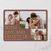 Love & Gratitude Gold Foil Mariage Carte de remerc (Recto)