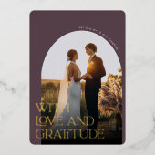 Love & Gratitude Gold Foil Mariage Carte de remerc (Recto)