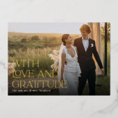 Love & Gratitude Gold Foil Mariage Carte de remerc (Recto)