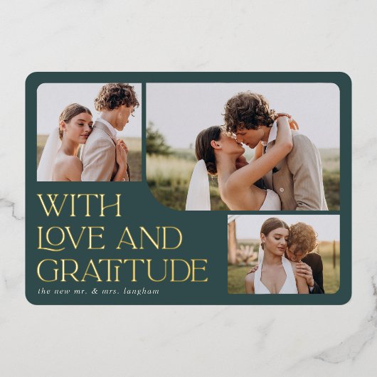 Love & Gratitude Gold Foil Weddenschap Hartelijk d Folie Uitnodiging (Voorkant)