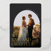 Love & Gratitude Gold Foil Weddenschap Hartelijk d Folie Uitnodiging (Voorkant)