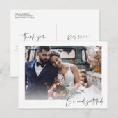 Love Gratitude Photo Mariage Carte postale Merci (Devant / Derrière)