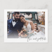 Love Gratitude Photo Mariage Carte postale Merci (Devant)