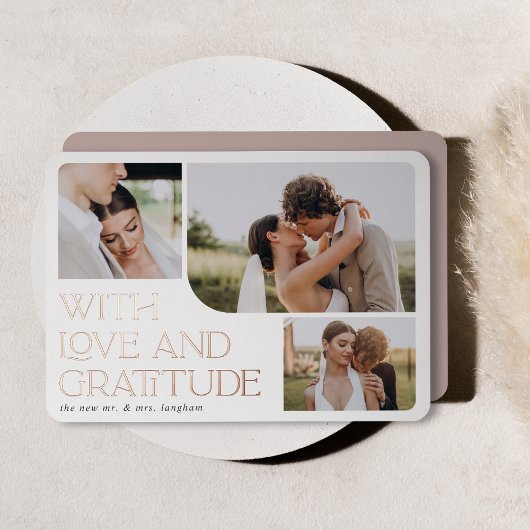 Love & Gratitude Rose Gold Foil Carte de remerciem