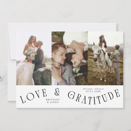 Love & Gratitude White Multi Wedding Photo Bedankkaart (Voorkant)